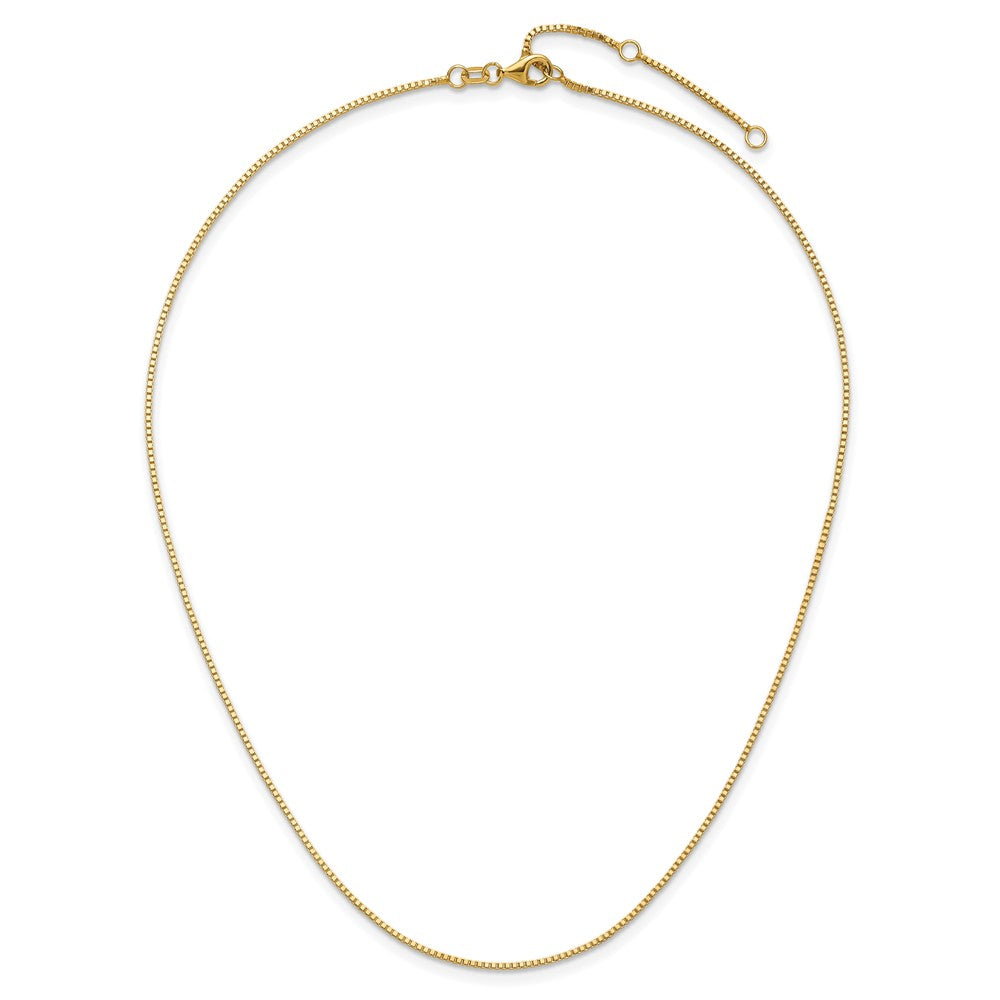 2 Inch 14K Yellow Gold 1mm Box 1In+1In Adjustable Chain Necklace