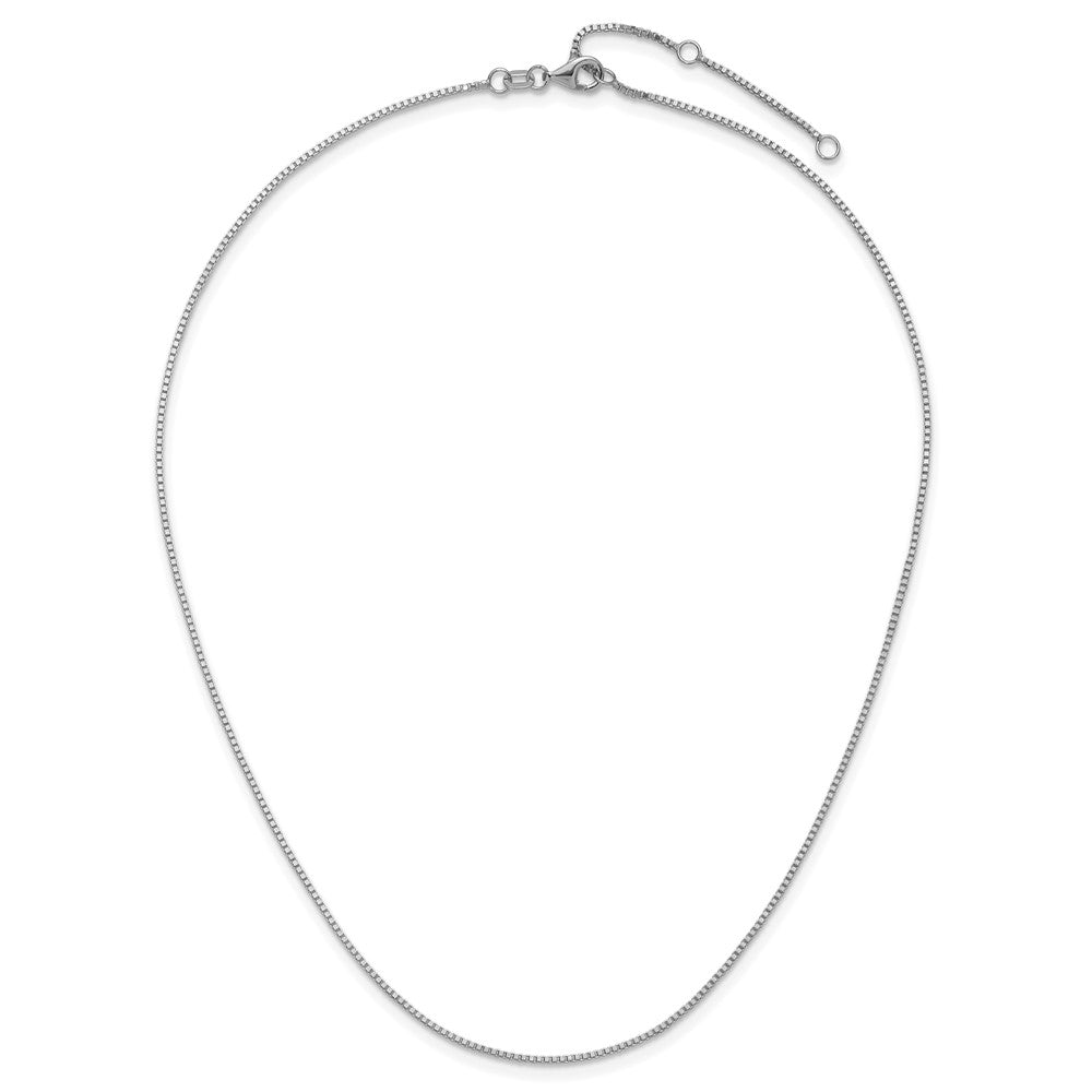 26 Inch 14K White Gold 1mm Box 2In+2In Adjustable Chain Necklace