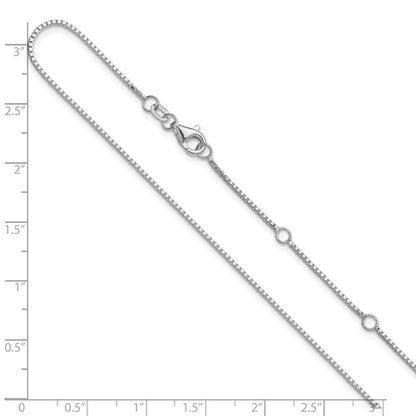 18 Inch 14K White Gold 1mm Box 1In+1In Adjustable Chain Necklace