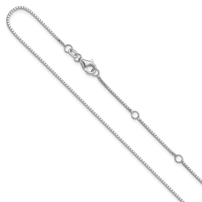 2 Inch 14K White Gold 1mm Box 1In+1In Adjustable Chain Necklace