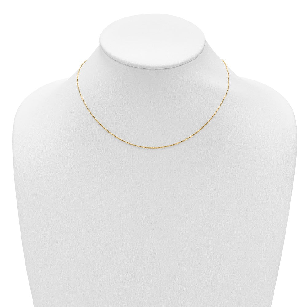 18 Inch 14K Yellow Gold 1mm D/C Square Cable 1In+1In Adjustable Chain Necklace