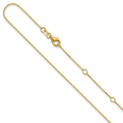 18 Inch 14K Yellow Gold 1mm D/C Square Cable 1In+1In Adjustable Chain Necklace