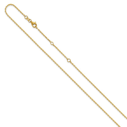 26 Inch 14K Yellow Gold 1.5mm D/C Square Cable 2In+2In Adjustable Chain Necklace