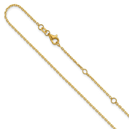 26 Inch 14K Yellow Gold 1.5mm D/C Square Cable 2In+2In Adjustable Chain Necklace