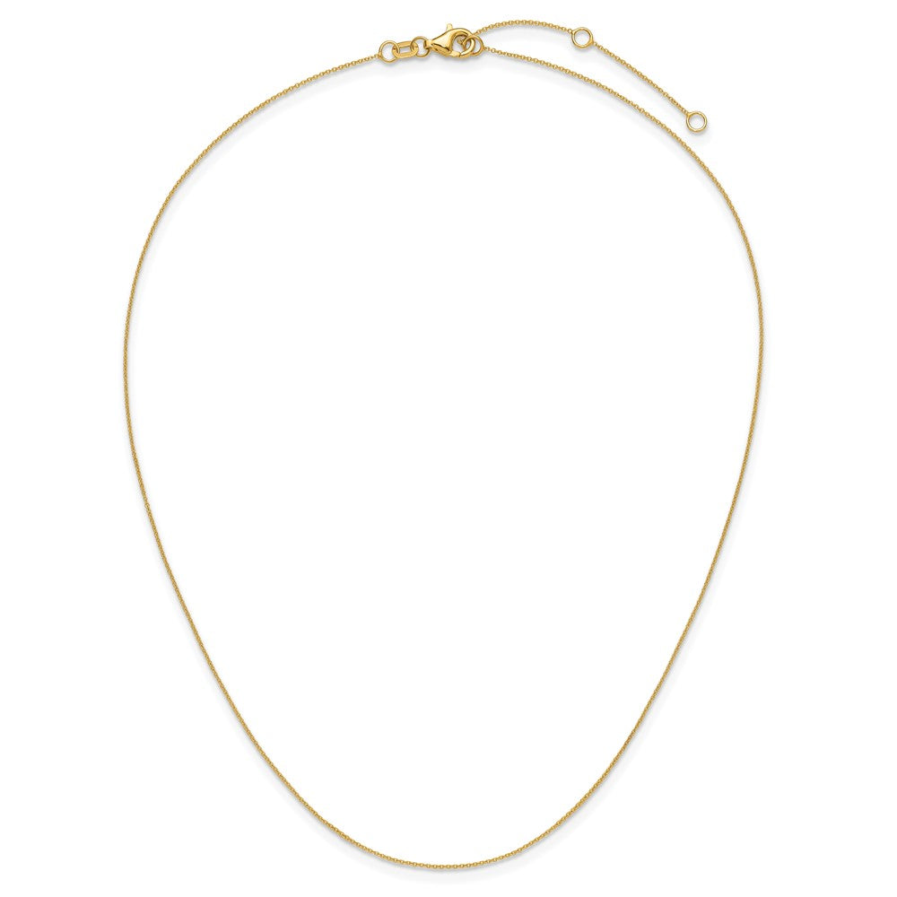 2 Inch 14K Yellow Gold .8mm Round Cable 1In+1In Adjustable Chain Necklace