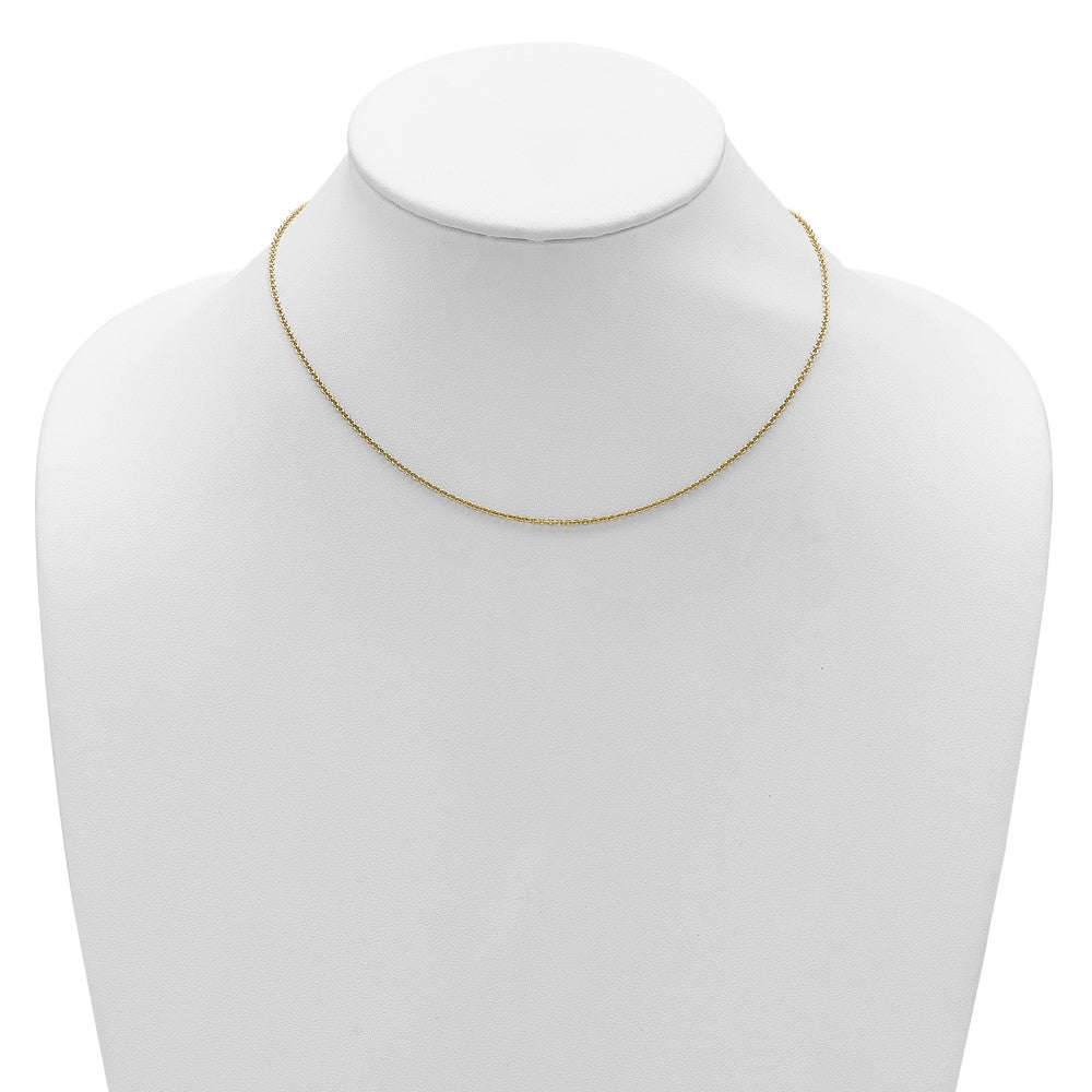 18 Inch 14K Yellow Gold 1.6mm Round Cable 1In+1In Adjustable Chain Necklace