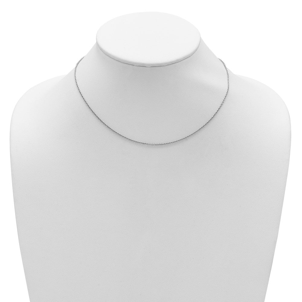 2 Inch 14K White Gold 1.6mm Round Cable 1In+1In Adjustable Chain Necklace