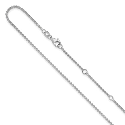 2 Inch 14K White Gold 1.6mm Round Cable 1In+1In Adjustable Chain Necklace