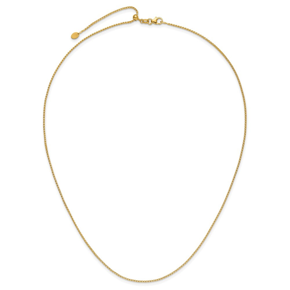 22 Inch 14K Yellow Gold Adjustable 1.15mm D/C Open Franco Chain Necklace