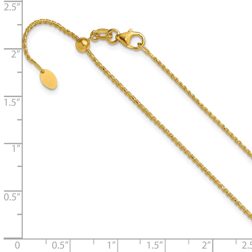 22 Inch 14K Yellow Gold Adjustable 1.15mm D/C Open Franco Chain Necklace
