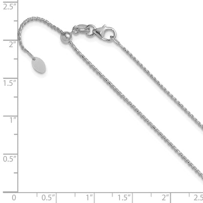 22 Inch 14K White Gold Adjustable 1.15mm D/C Open Franco Chain Necklace