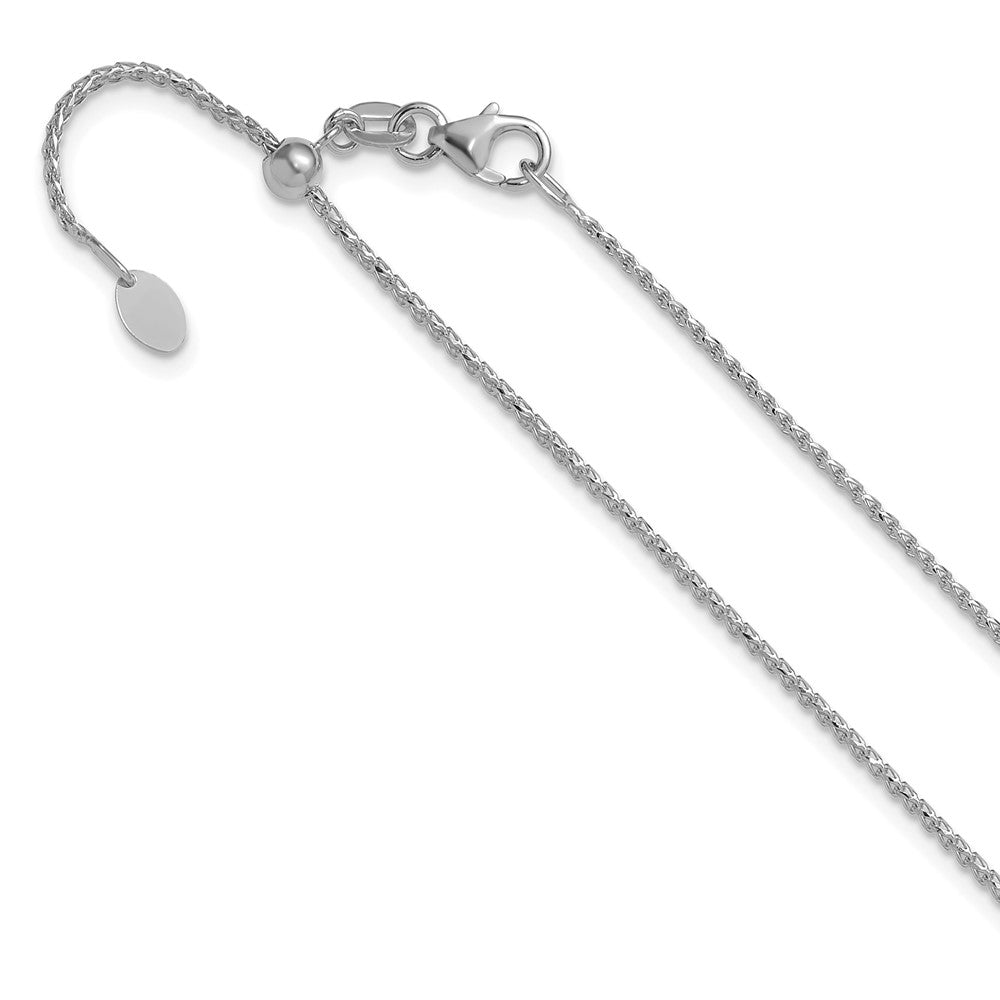 22 Inch 14K White Gold Adjustable 1.15mm D/C Open Franco Chain Necklace