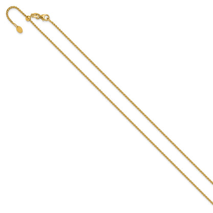 22 Inch 14K Yellow Gold Adjustable 1.4mm D/C Open Franco Chain Necklace