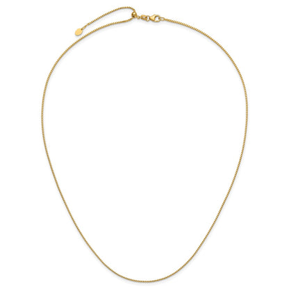 22 Inch 14K Yellow Gold Adjustable 1.1mm Franco Chain Necklace
