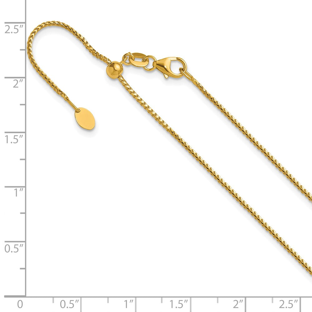 22 Inch 14K Yellow Gold Adjustable 1.1mm Franco Chain Necklace