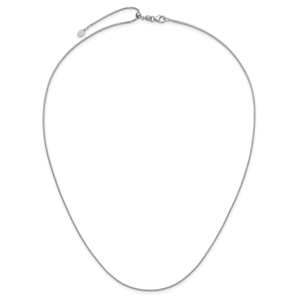22 Inch 14K White Gold Adjustable 1.1mm Franco Chain Necklace