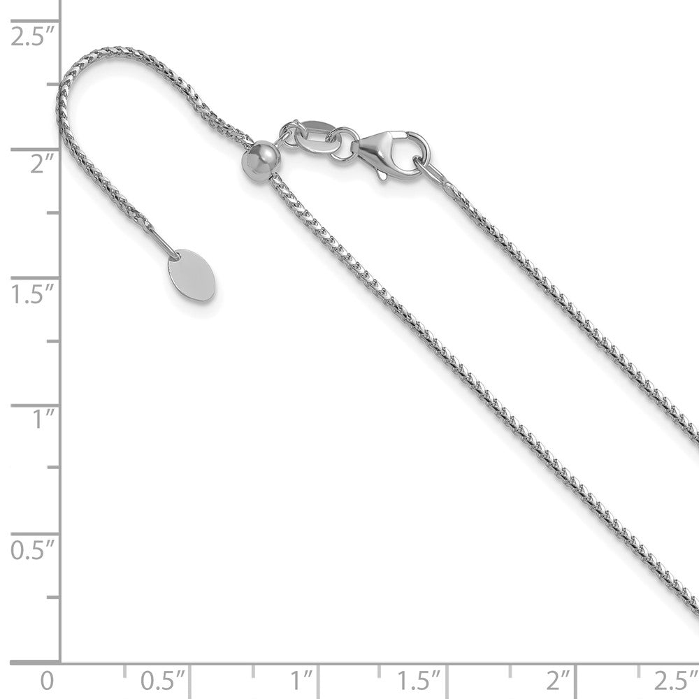 22 Inch 14K White Gold Adjustable 1.1mm Franco Chain Necklace