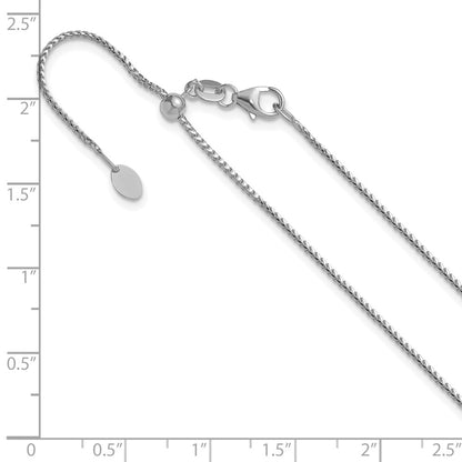 22 Inch 14K White Gold Adjustable 1.1mm Franco Chain Necklace