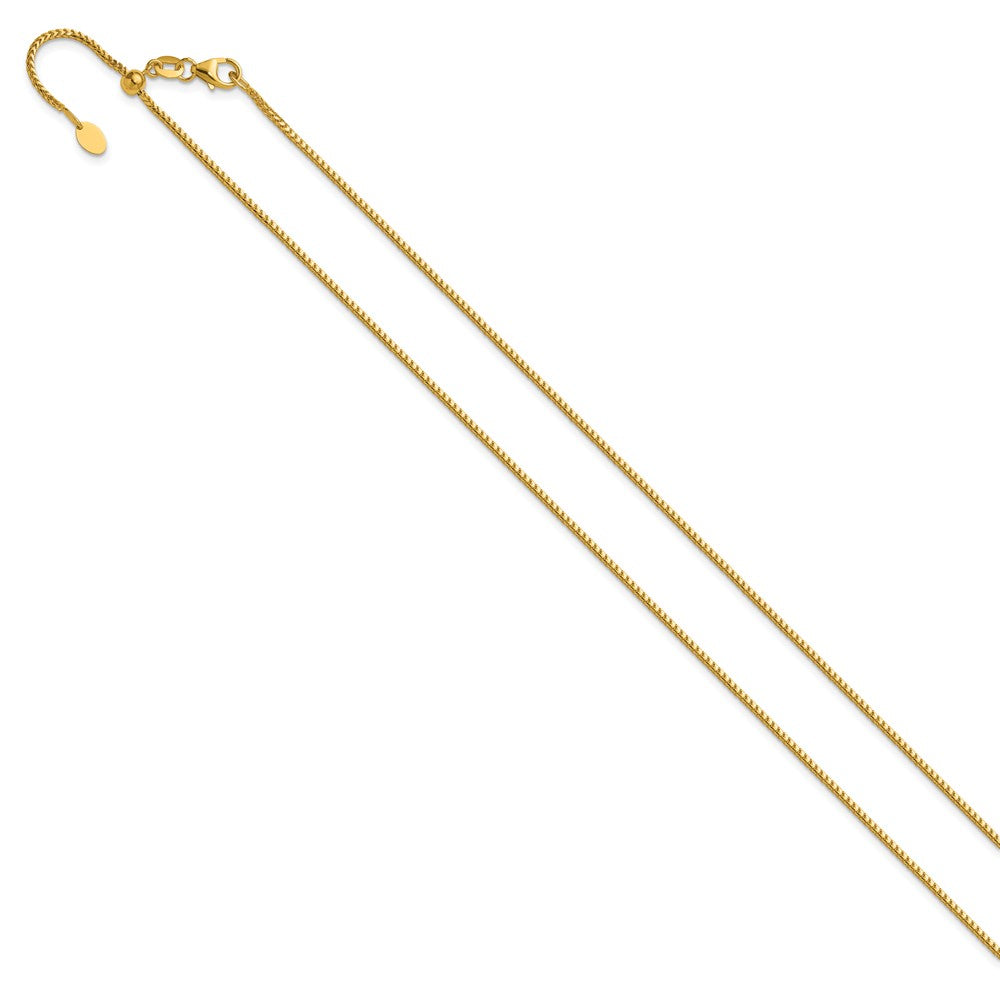 22 Inch 14K Yellow Gold Adjustable 1.25mm Franco Chain Necklace