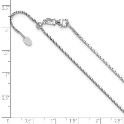 22 Inch 14K White Gold Adjustable 1.25mm Franco Chain Necklace