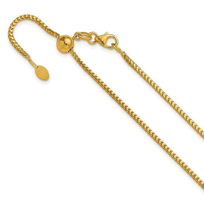 26 Inch 14K Yellow Gold Adjustable 1.5mm Franco Chain Necklace