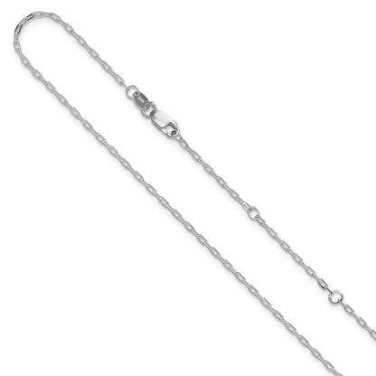 18 Inch 14K White Gold 1.3mm Flat Cable 1In+1In Adjustable Chain Necklace