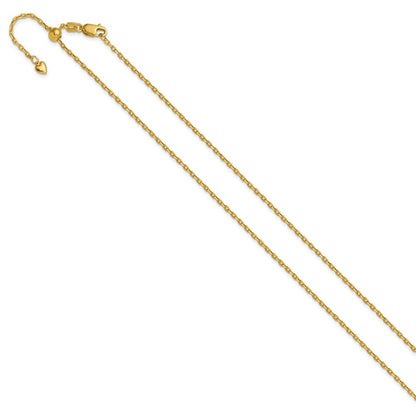 3 Inch 14K Yellow Gold Adjustable 1.65mm Semi Solid D/C Cable Chain Necklace