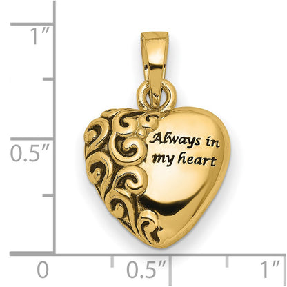 14k Yellow Gold Sentimental Expressions 14K Heart Remembrance Ash Holder Pendant