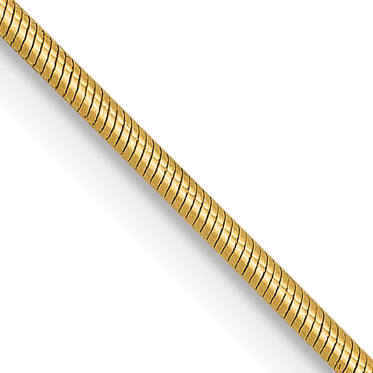 24 Inch 14K Yellow Gold .9mm Round Snake Chain Necklace