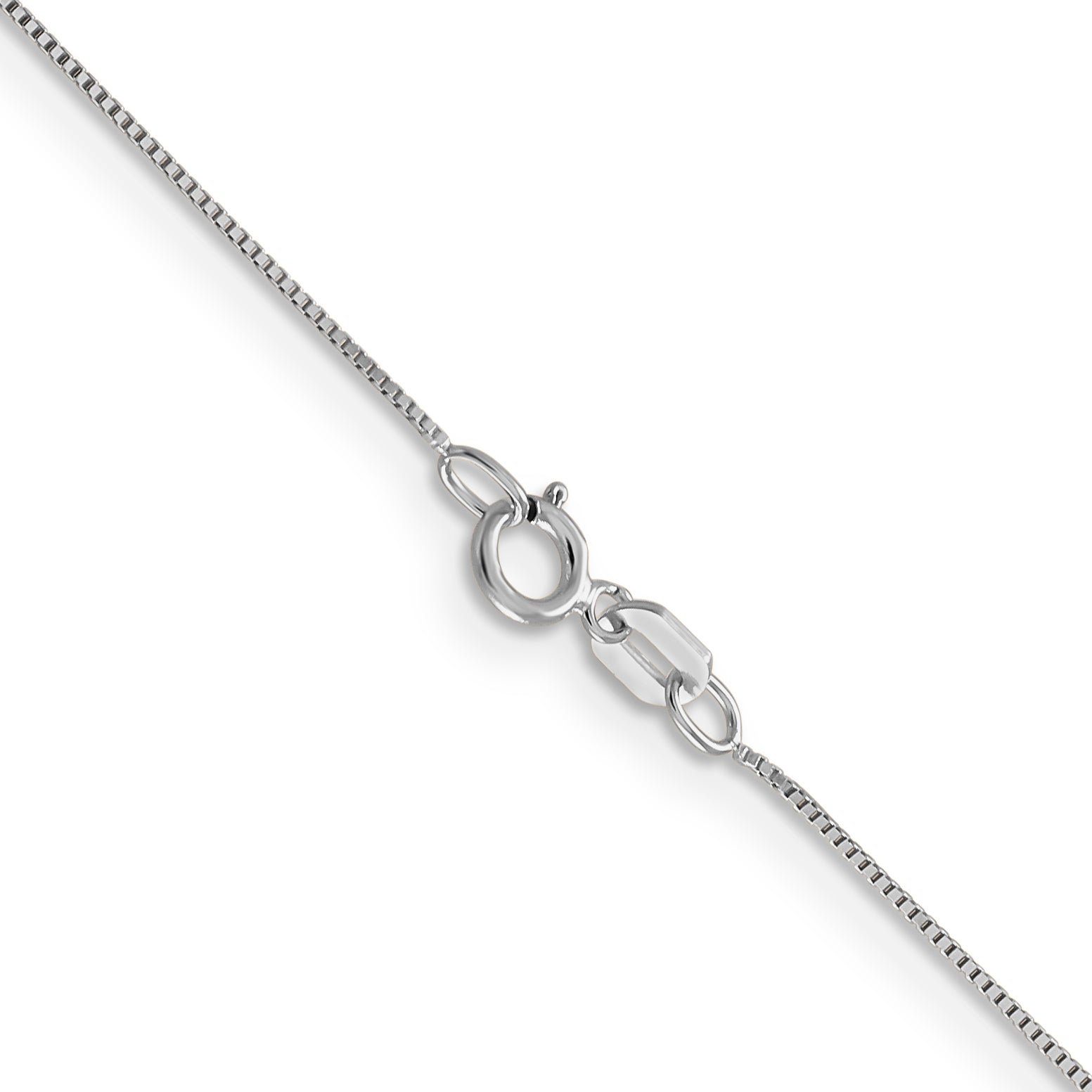 24 Inch 14K White Gold .5mm Baby Box With Spring Ring Clasp Chain Necklace