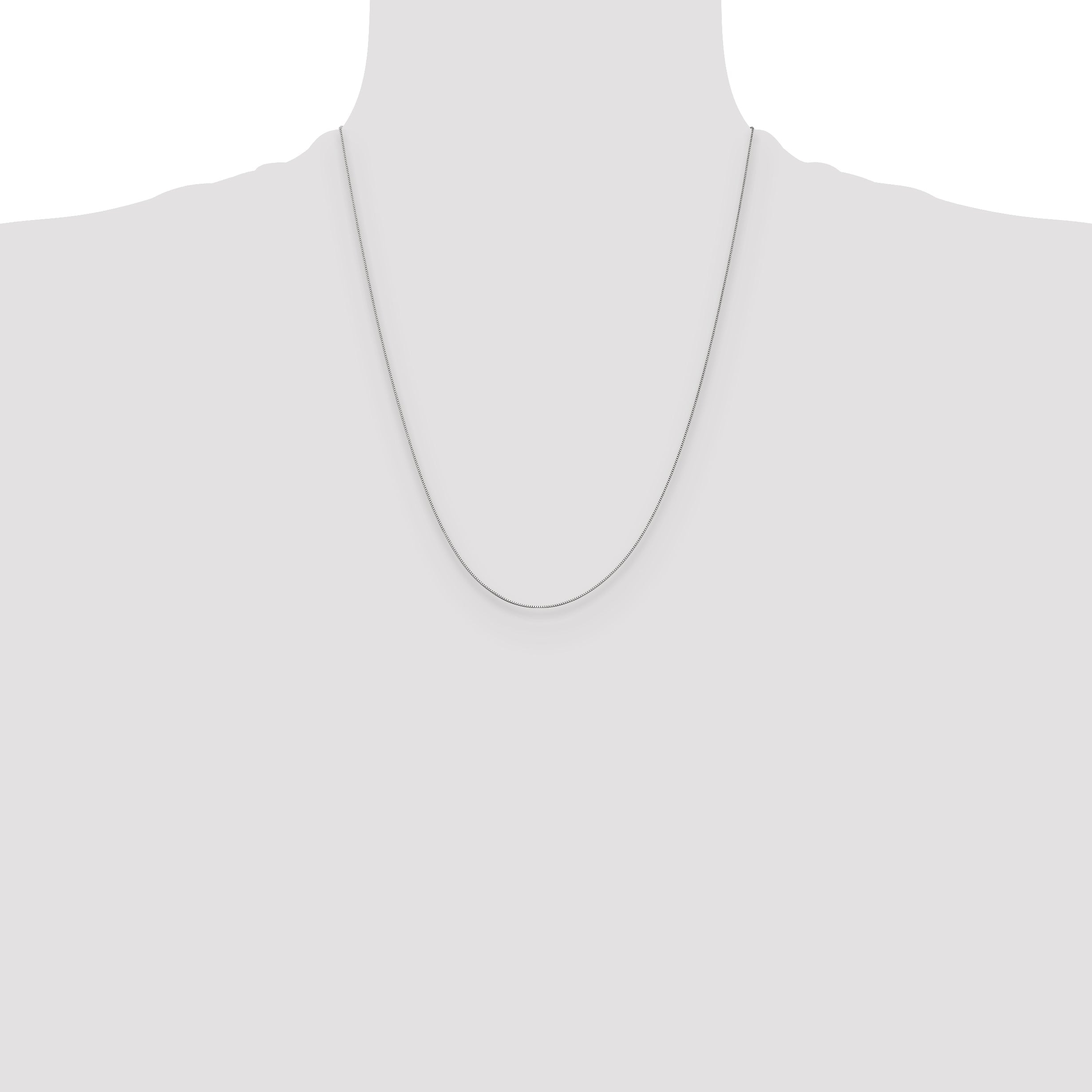 22 Inch 14K White Gold .5mm Baby Box With Spring Ring Clasp Chain Necklace