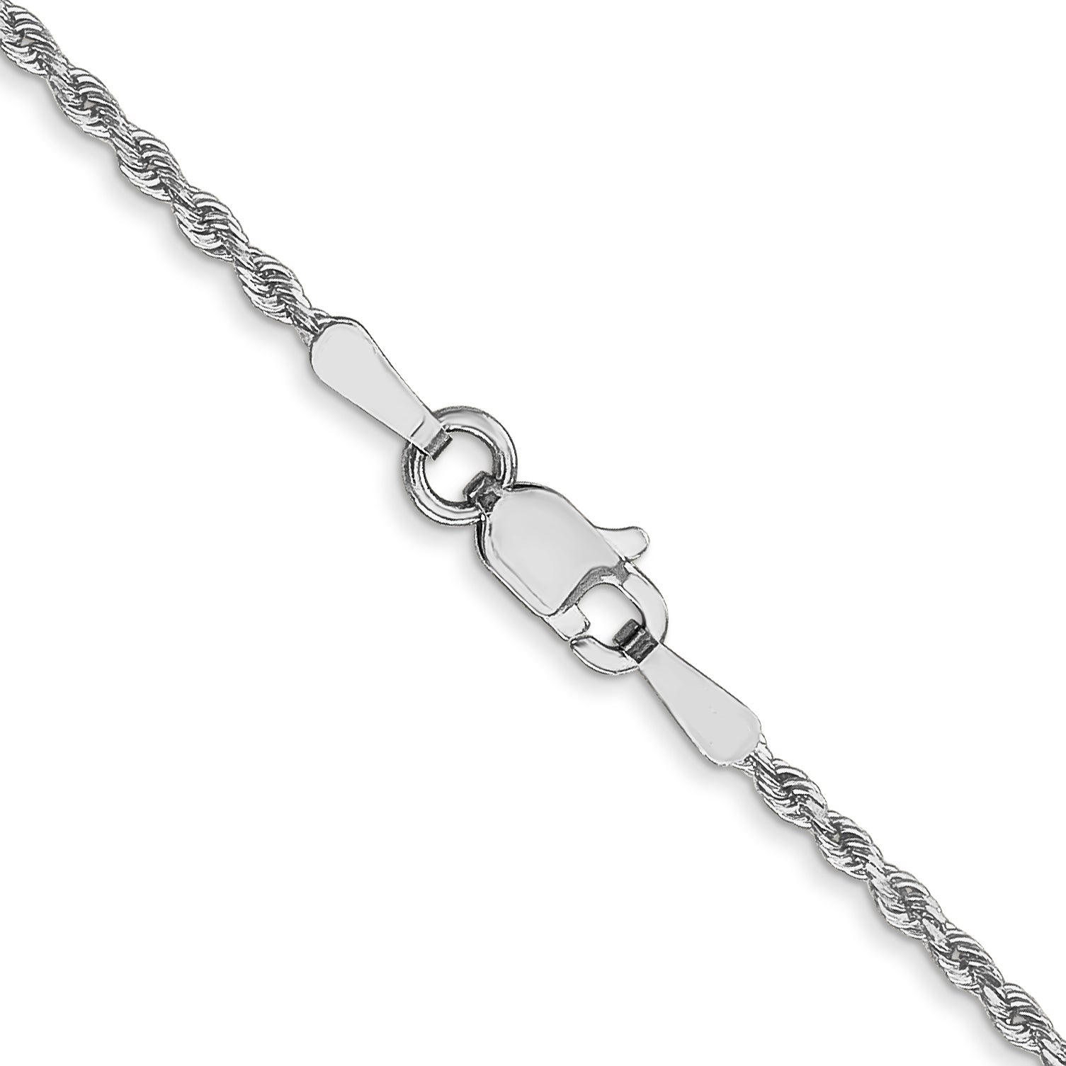 18 Inch 14K White Gold 1.5mm Diamond Cut Rope Chain Necklace