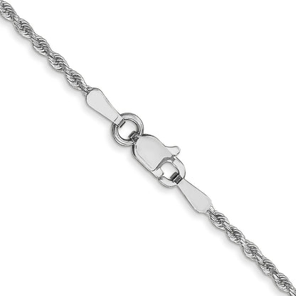 18 Inch 14K White Gold 1.5mm Diamond Cut Rope Chain Necklace