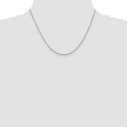 18 Inch 14K White Gold 1.5mm Diamond Cut Rope Chain Necklace