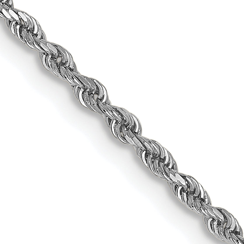 18 Inch 14K White Gold 1.5mm Diamond Cut Rope Chain Necklace