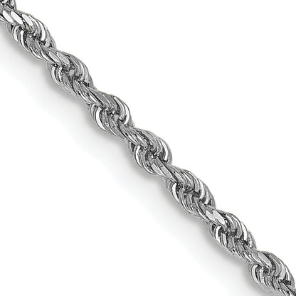 18 Inch 14K White Gold 1.5mm Diamond Cut Rope Chain Necklace