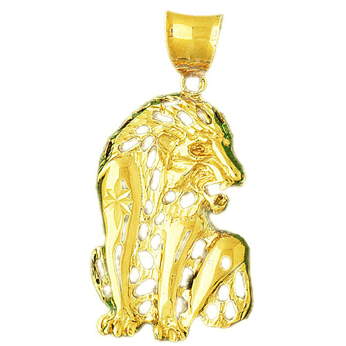 18K Gold Filigree Lion Pendant