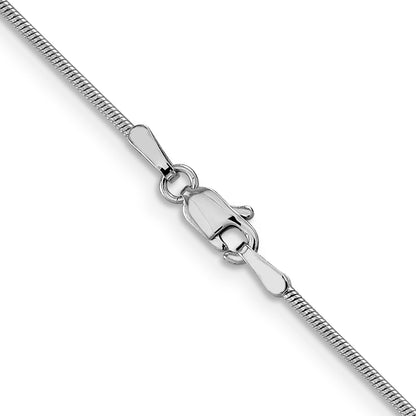 20 Inch 14K White Gold 1mm Round Snake Chain Necklace