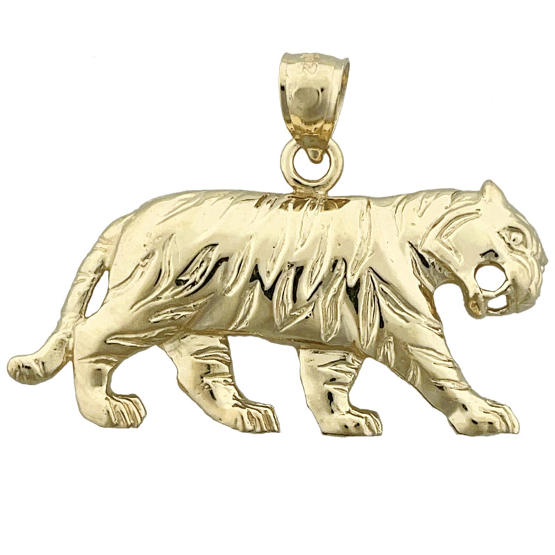 14K Gold 38MM Tiger Pendant