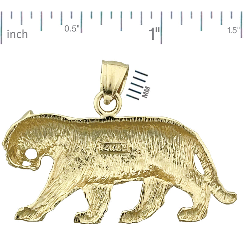 14K Gold 38MM Tiger Pendant
