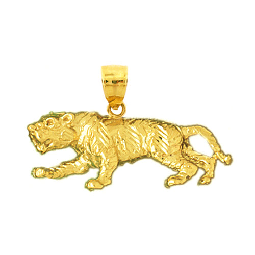 14K Gold 32MM Tiger Pendant