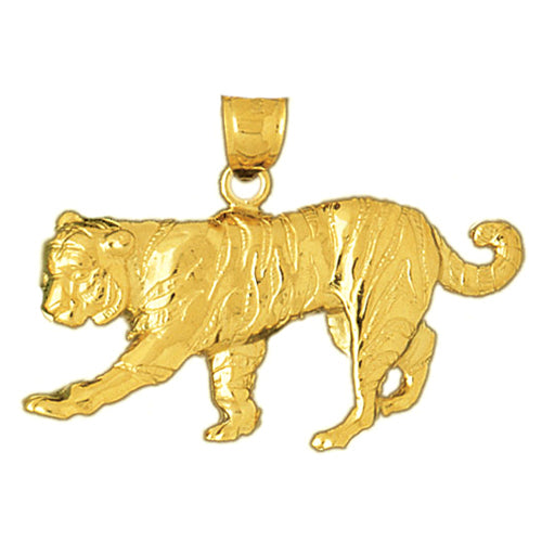 14K Gold Ornate Tiger Pendant