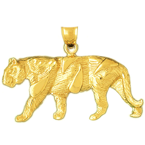 14K Gold Muscular Tiger Pendant
