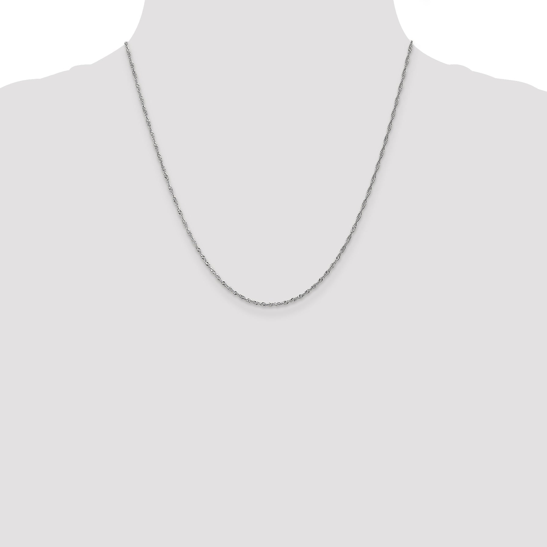 20 Inch 14K White Gold 1.3mm Singapore Chain Necklace