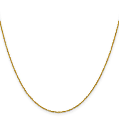 22 Inch 14K Yellow Gold 1mm Sparkle Singapore Chain Necklace