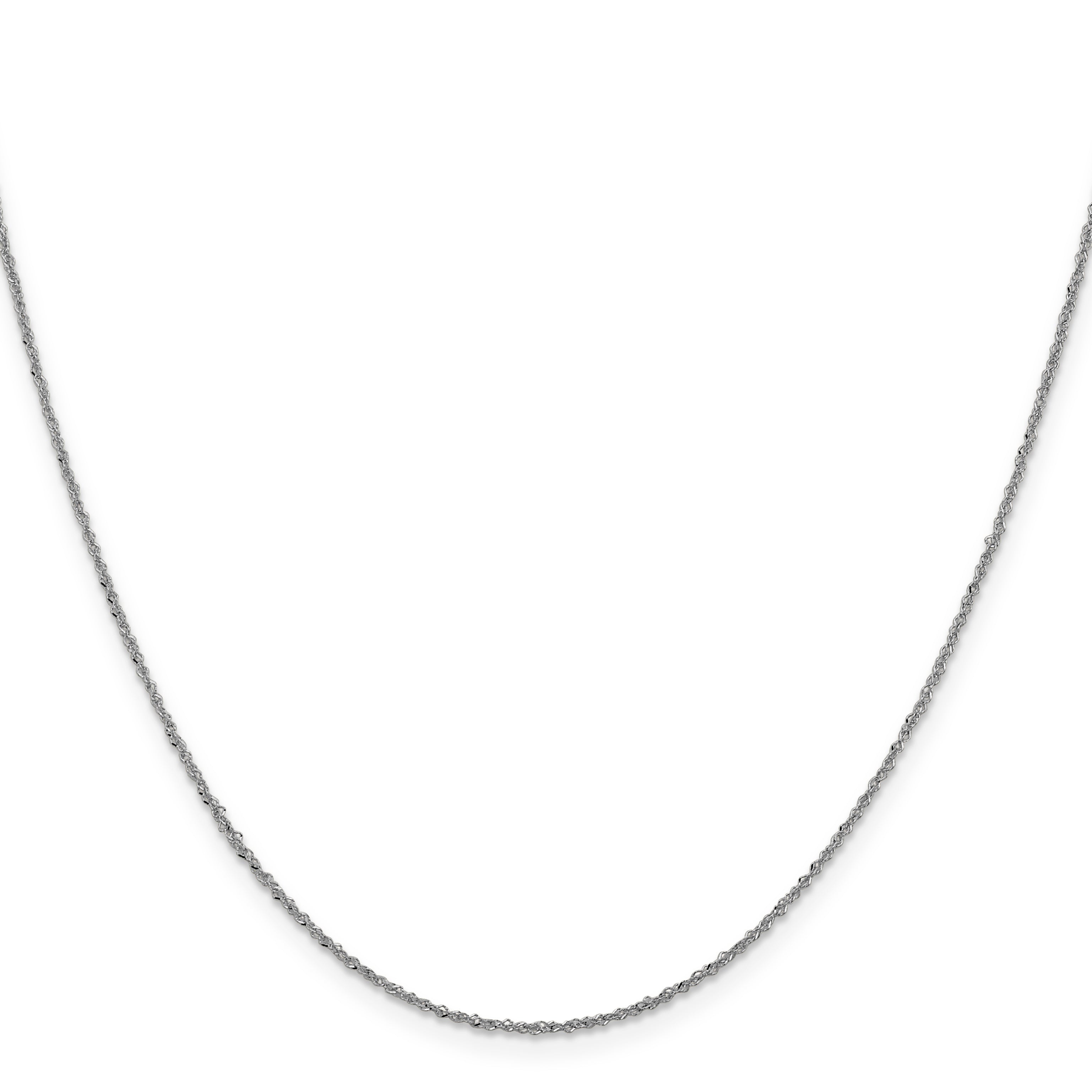 24 Inch 14K White Gold 1mm Sparkle Singapore Chain Necklace