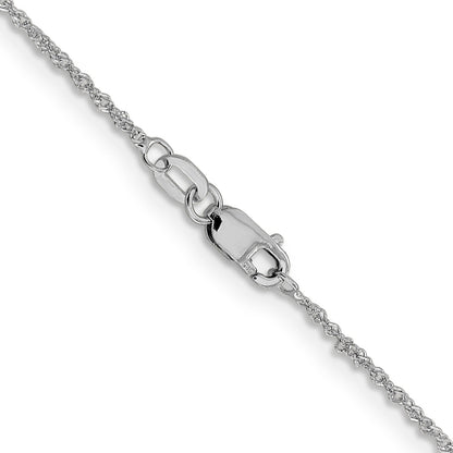 24 Inch 14K White Gold 1mm Sparkle Singapore Chain Necklace