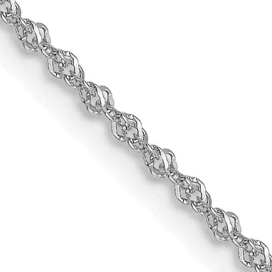 22 Inch 14K White Gold 1mm Sparkle Singapore Chain Necklace