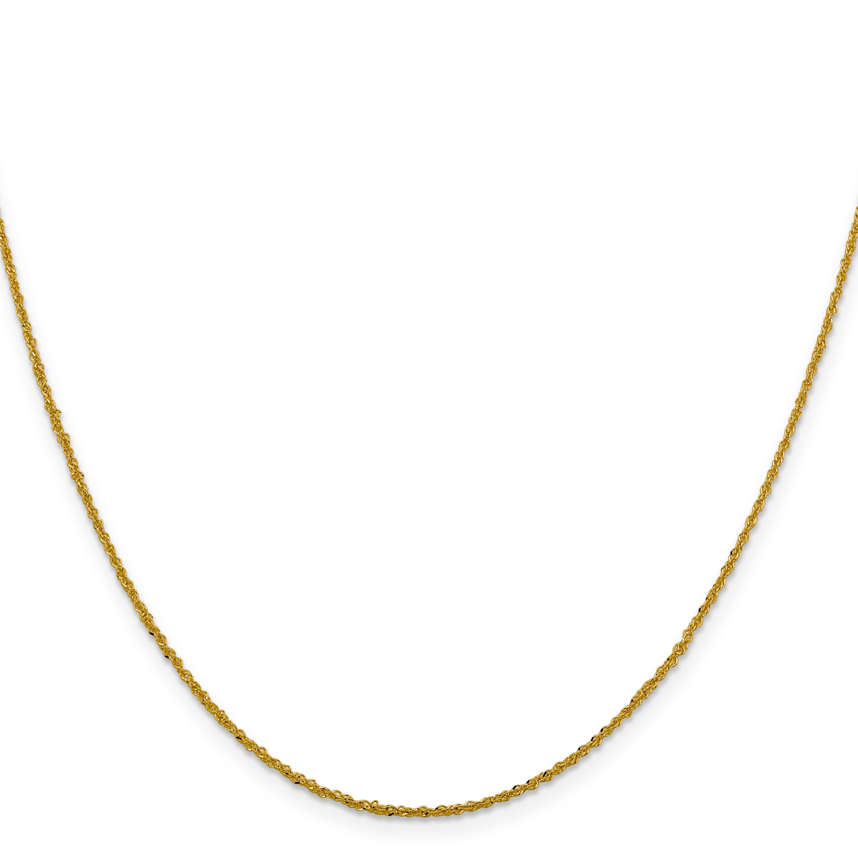2 Inch 14K Yellow Gold 1.3mm Sparkle Singapore Chain Necklace