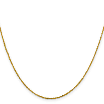 24 Inch 14K Yellow Gold 1.3mm Sparkle Singapore Chain Necklace